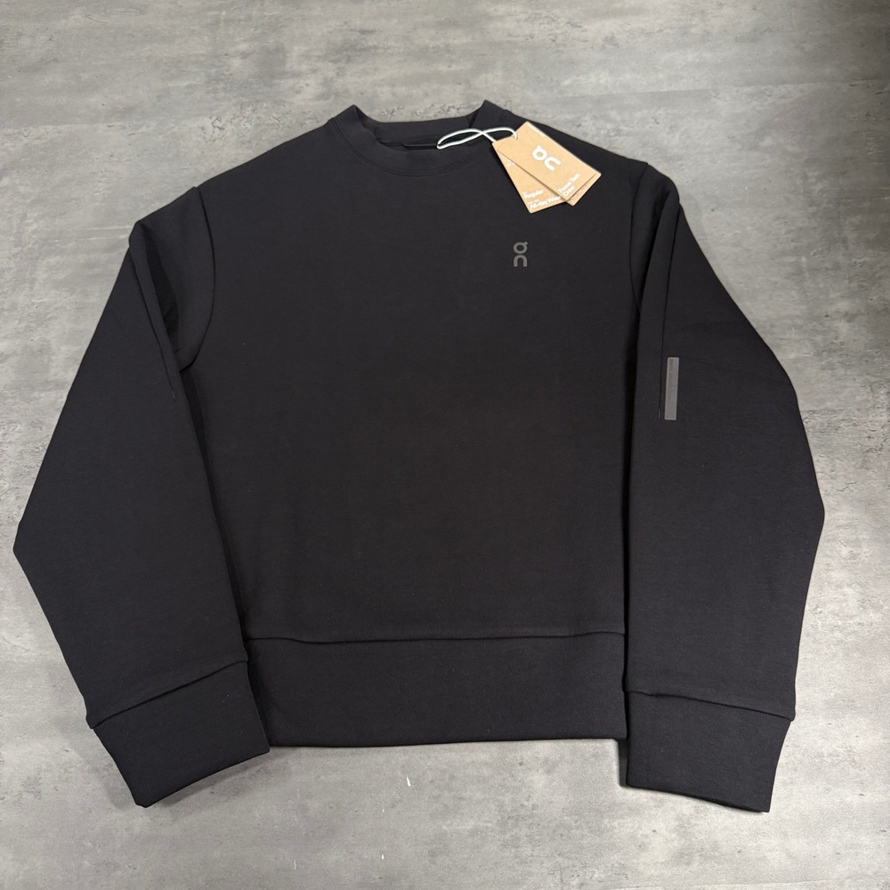 On Cloud Running Sweatshirt Womens S Focus Tech Crew Black Pullover Activewear